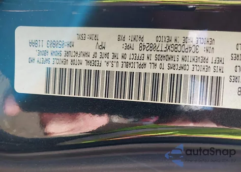 2015 Dodge Journey Sxt из США, поврежденный, VIN 3C4PDCBGXFT708248